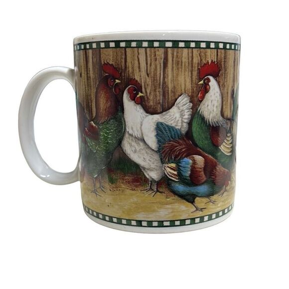 Sakura Oneida David Brown Collection On The Farm Rooster Chickens Coffee Mug - Picture 5 of 5